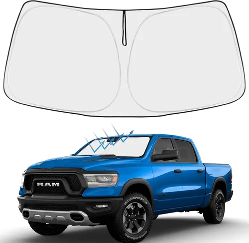 Vista 173 de Proadsy Parasol para parabrisas Rivian R1S 2022-2025 2026 de 4 capas plegable, protector de parasol frontal que bloquea los rayos UV, mantiene
