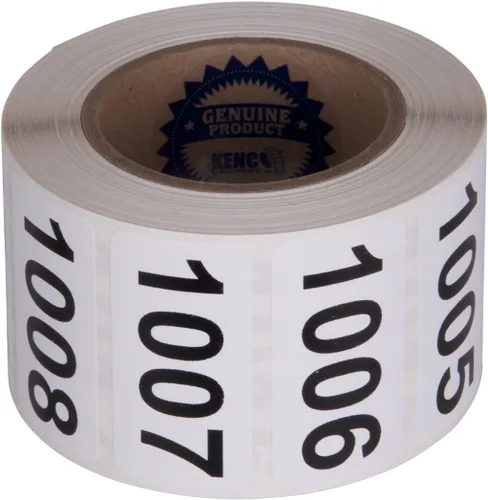Vista 10 de Kenco - Etiquetas numeradas consecutivamente, vinilo duradero, autoadhesivas, medidas: 2 x 1 pulgada (rollo 001-500)