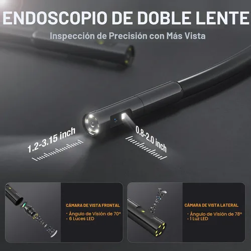 Vista 2 de Teslong Cámara endoscopio de doble lente de 3.3 pies para inspección