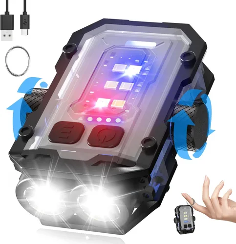 Vista 8 de N11 Clip magnético mini EDC linterna 1000 lúmenes, llavero linternas 8 modos de bolsillo luz flash con luces blancas rojas azules pequeña linterna