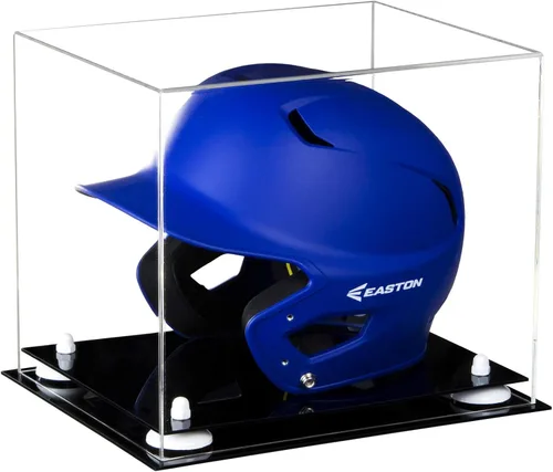 Vista 28 de Better Display Cases Vitrina acrílica para casco de bateo de béisbol con espejo, elevadores rosados, montaje en pared y base de espejo (V22/A012)