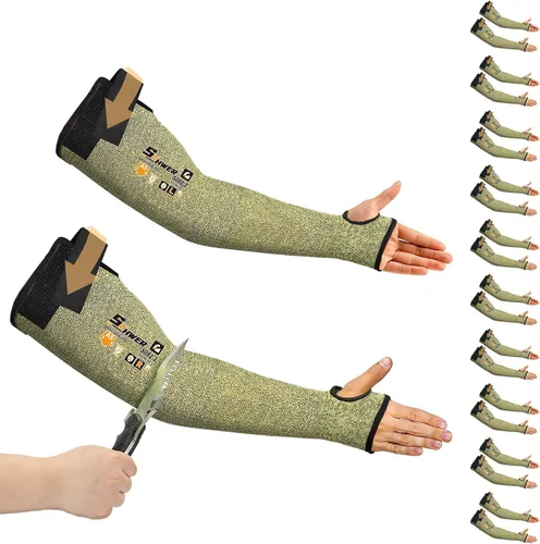 Vista 10 de Schwer CORE Mangas de Protección para Brazo S081, Mangas Resistentes a Cortes ANSI A5 con Orificio para el Pulgar, Manga de Soldadura Resistente a