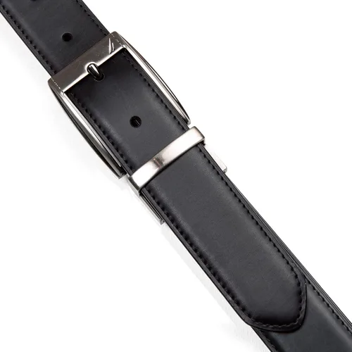 Vista 5 de Nautica Cinturón de cuero reversible para hombre con hebilla giratoria grabada con logotipo