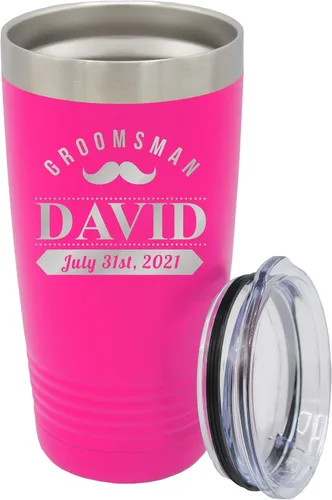 Vista 13 de Vaso de padrinos de boda grabado personalizado, taza de acero inoxidable aislada personalizada para padrino de boda, despedida de soltero, boda