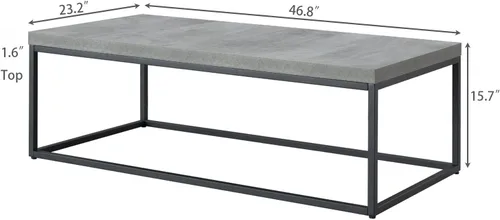Vista 2 de CENSI - Mesa de café con acento de mármol gris de 47 pulgadas Extra Thick 1.6" Honey-comb Top, Faux Concrete Finish, Modern Industrial Rectangle