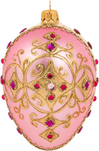 Vista 9 de Miss Christmas Palace Collection 2025 - Adorno para árbol de Navidad de cristal soplado de 5 pulgadas, color rosa y dorado (rosa barroco)