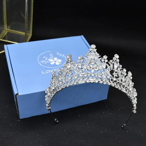 Vista 3 de LOVFOIVER Crown and Tiara for Women, Princess Crowns for Girls Crystal Queen Tiaras, Rhinestone Wedding Headband for Bridal