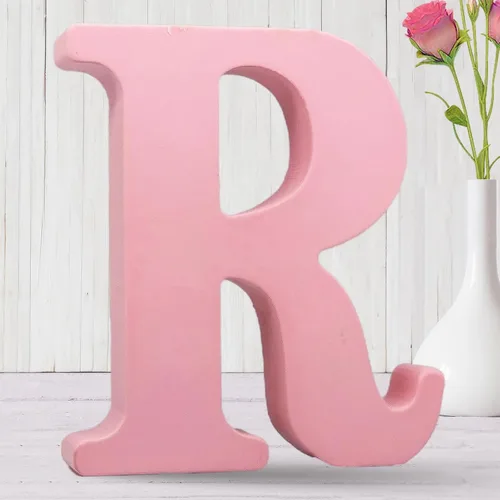 Vista 22 de AOCEAN Letras de madera rosa de 8 pulgadas, letras de madera sin terminar para decoración de pared, letras decorativas de pie, tablero