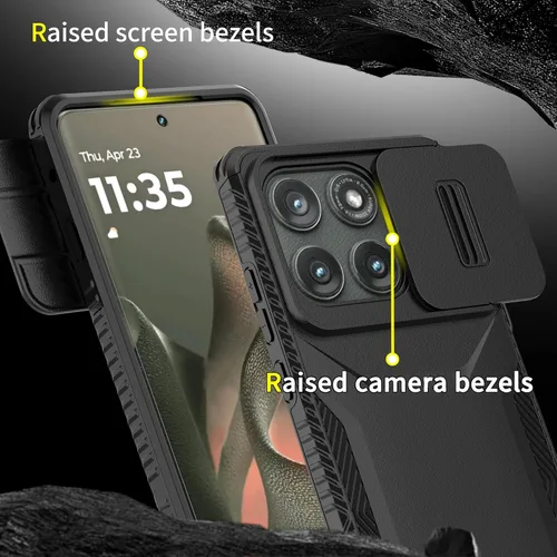 Vista 5 de Funda para Motorola Moto Edge 2025 con 1 protector de pantalla HD y cubierta para cámara deslizante [grado militar], funda protectora resistente a