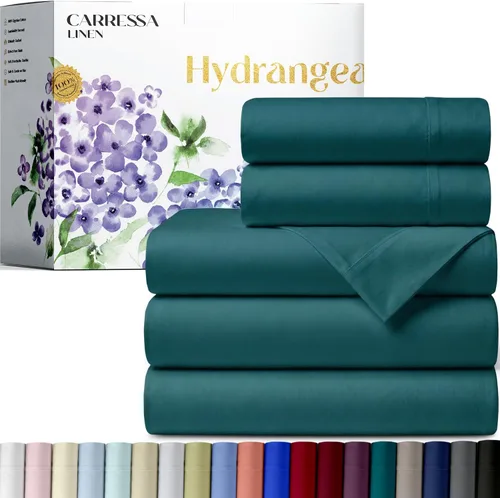 Vista 53 de Carressa Linen - Juego de sábanas 100% algodón de 600 hilos