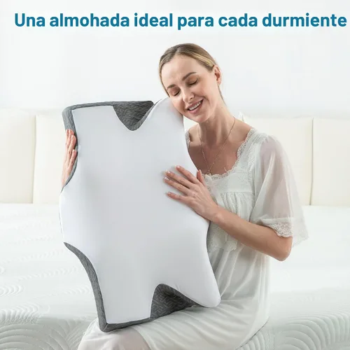 Vista 9 de Elviros - Almohada cervical de espuma viscoelástica con funda de almohada extraíble