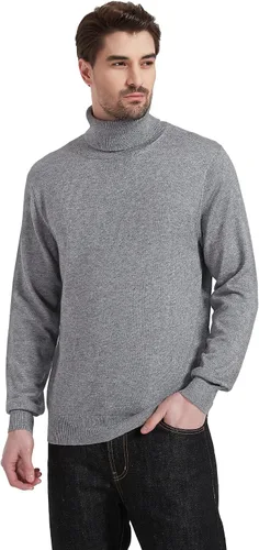 Vista 4 de Kallspin Men's Turtle Neck Sweaters Wool Blended Lightweight Long Sleeve High Neck Pullovers