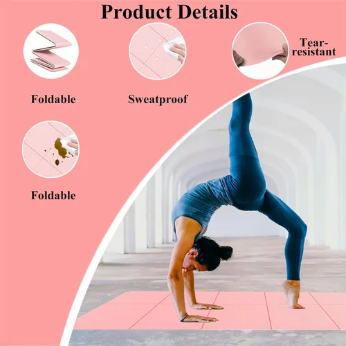 Vista 4 de Yoga Mat for Travel, Non-Slip Yoga Mat, Exercise Mat 1/4" Thick Yoga Mat Foldable, Perfect for Pilates, Outdoor & Travel, TPE Anti-Slip Yoga Mat