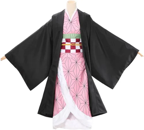Vista 2 de IOKTSS Demon Tanjiro Nezuko Shinobu - Disfraz de cosplay de anime Slayer kimono, conjunto de disfraz de Halloween con pelucas para hombres y mujeres