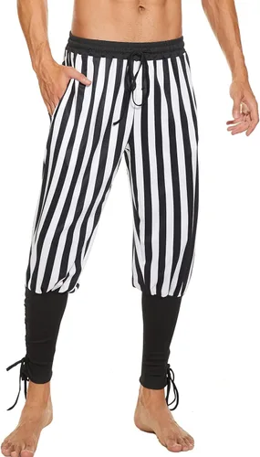 Vista 4 de Pantalones al tobillo para hombre, tipo medieval, vikingos, traje de navegante o pirata, pantalones renacentistas, góticos
