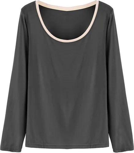 Vista 2 de Latuza, piyamas de mujer con cuello redondo, de manga larga, para juego de piyama.