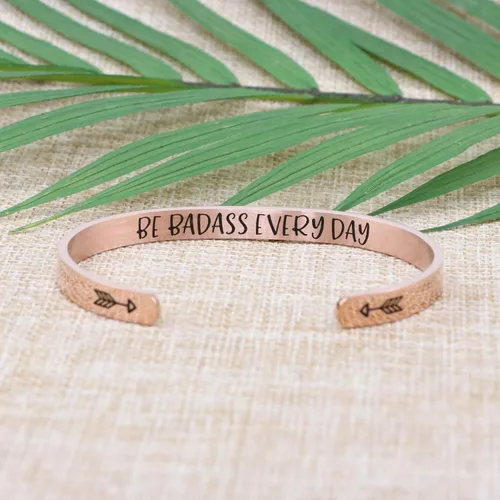 Vista 4 de JoycuFF - Brazalete motivacional para mujer, de acero inoxidable, abierto y grabado