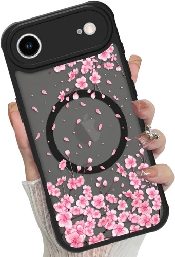 Vista 13 de Funda magnética para iPhone 17 Pro [compatible con MagSafe], bonita funda de moda con estampado de leopardo negro, translúcida, mate, parte trasera