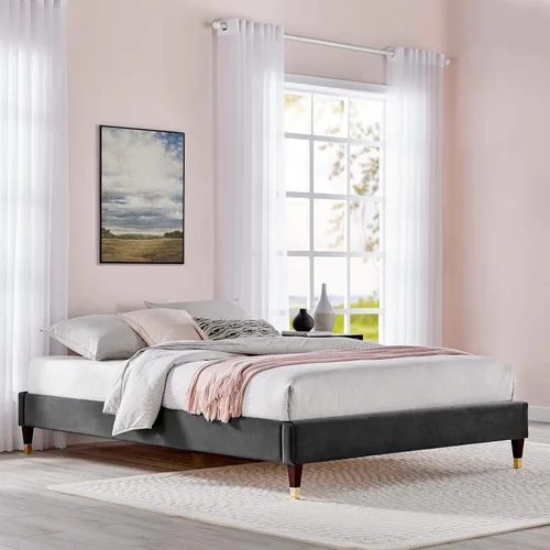Vista 10 de Modway MOD-6268-DUS Harlow - Marco de cama con plataforma de terciopelo de rendimiento individual, color rosa polvoriento