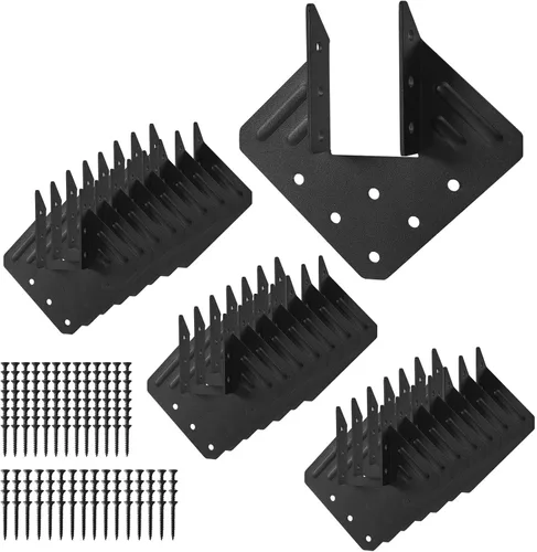 Vista 12 de Percha oculta para vigas, 8 piezas, soporte de vigas de 2 x 4 pulgadas, soporte de marco, soportes de barandilla, Q235B percha de vigas