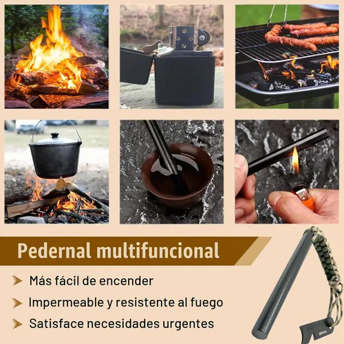 Vista 6 de VVAAGG 4 Inch Large Ferro Rod Fire Starter Survival Flint Kit