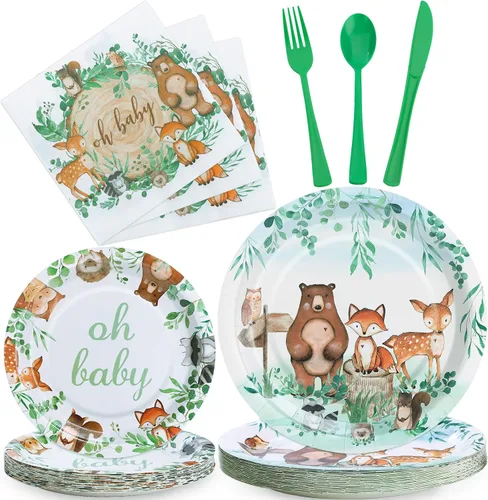 Vista 8 de Decoraciones para Baby Shower Girl - Juego de platos, tazas y servilletas para baby shower, sirven 24, platos festoneados florales rosas