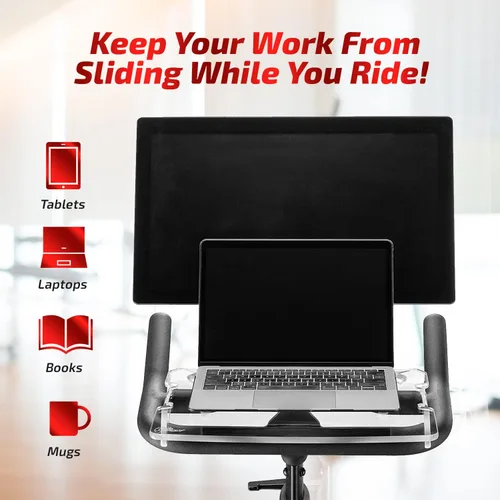 Vista 3 de TFD The Tray3D Compatible con Peloton Bike Gen 3 y Bike+ (ambos modelos), fabricado en los Estados Unidos, soporte para portátil y bandeja