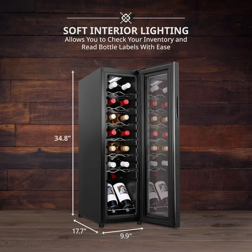 Vista 2 de Ivation Refrigerador de vino con compresor de 14 botellas con cerradura Gran bodega independiente para vino tinto, blanco, champán o espumoso