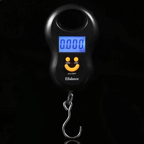 Vista 4 de Báscula de equipaje colgante, portátil de 110.2 lbs0.35 oz LCD digital colgante peso electrónico para equipaje de cocina postal