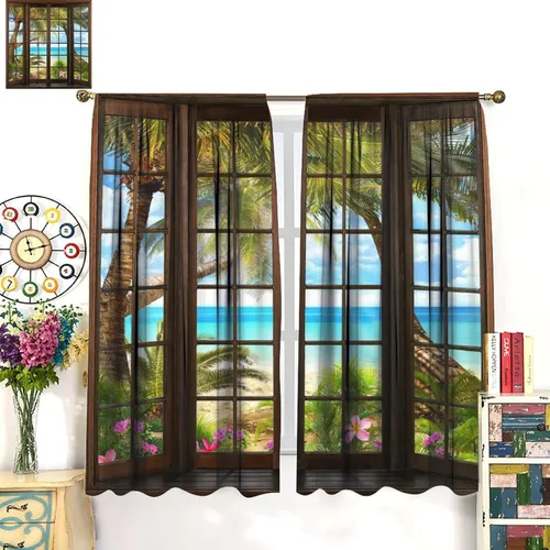 Vista 133 de Cortinas de paisaje, ventana 3D, primavera, bosque, vida silvestre, paisajes de naturaleza, dormitorio, sala de estar, cortinas térmicas opacas de 2