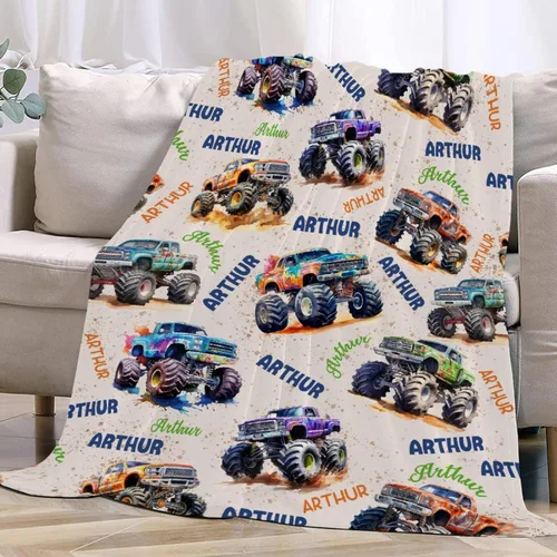 Vista 152 de Manta de bebé con texto en inglés «Just A Boy Who Loves Trucks» para niños y niñas, manta súper suave para envolver al recién nacido, acogedora