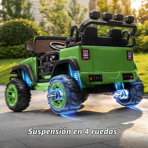 Vista 3 de Hikiddo Paseo de 2 plazas en coche de juguete, coche eléctrico de 12 V para Verde militar