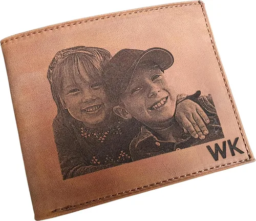 Vista 6 de SFdizayn Cartera de fotos personalizada para hombres, cartera con nombres grabados para él, cartera de fotos personalizada para marido, regalos