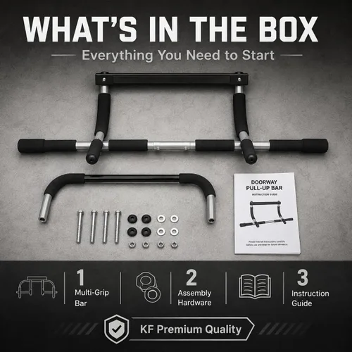 Vista 8 de KF Premium Doorway - Barra de dominadas para el hogar, barra de inmersión ajustable para la parte superior del cuerpo, para ejercicios de dominadas