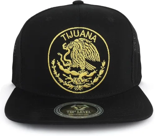 Vista 2 de Trendy Apparel Shop Gorra de malla bordada con diseño de águila de la Ciudad de México