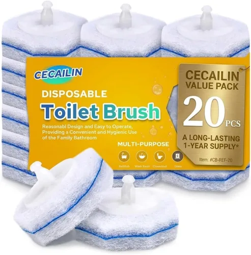 Vista 8 de Cecailin® 60 cepillos desechables para inodoro. Limpieza de baño. Limpiadores desechables compatibles con la mayoría de cepillos de inodoro