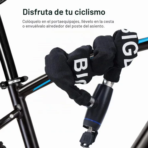 Vista 5 de Candado de cadena de bicicleta con llaves, cerradura de cadena de bicicleta Negro