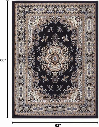 Vista 2 de Home Dynamix Premium Sakarya Alfombra de Área Tradicional con Medallón, Azul Marino/Marrón, 5'2"x7'4