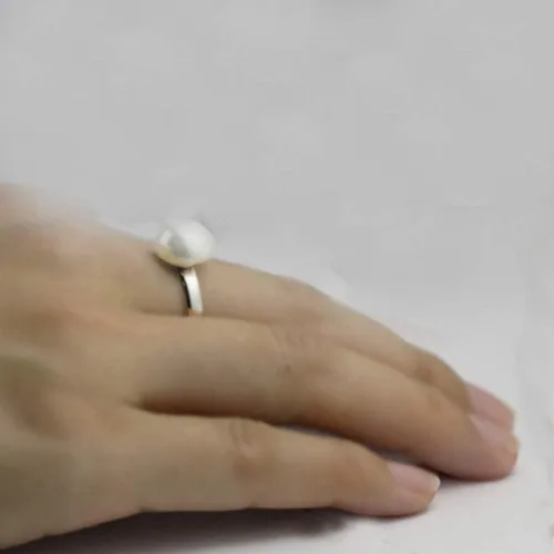 Vista 8 de Anillo ajustable de plata de ley 925 con almohadilla redonda de 6/8/0.472 in para anillos de perlas, fabricación de anillos hechos a mano
