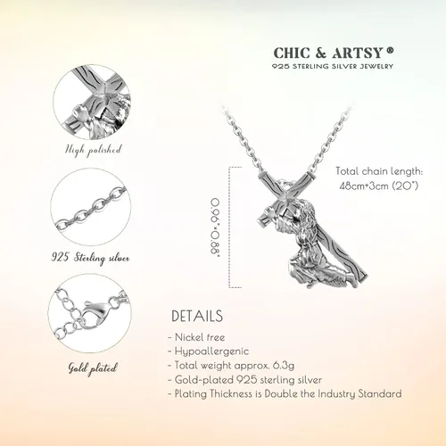 Vista 5 de CHIC ARTSY - Collar con colgante de cruz de plata de ley 925, delicado collar de palomarama de olivoárbol de roble, joyería fina para abuela, mamá