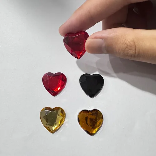 Vista 8 de MECCANIXITY 20 piezas de diamantes de imitación acrílicos de corazón de 0.787 pulgadas (0.787 in) con parte trasera plana, gemas de plástico