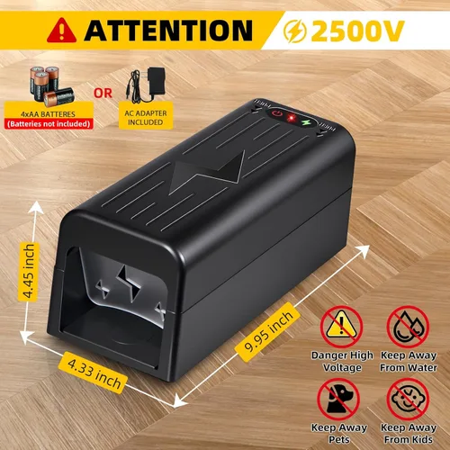 Vista 2 de Trampa eléctrica para ratones para interiores, trampa electrónica para ratas, trampa para ratones para interiores con potente voltaje, mata