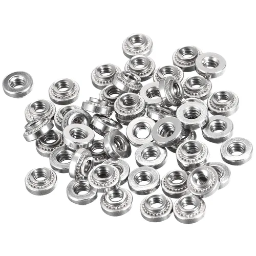 Vista 6 de uxcell Tuercas autoadhesivas, # 10-32 x 0.12 pulgadas, tuerca remachadora de acero inoxidable, cabeza redonda, acero inoxidable, fijación