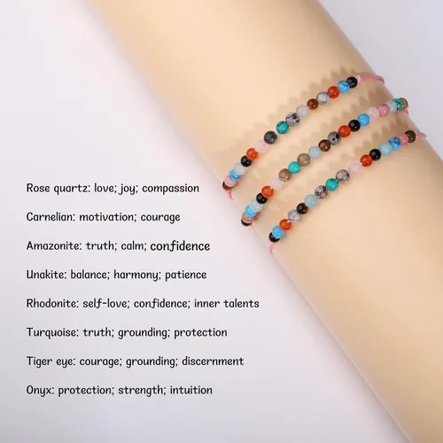 Vista 5 de Miss Pink Pulsera de cristal curativo natural, regalo para niñas y mujeres, pulseras de cuentas de cumpleaños de 7 a 50 años para hija, nieta