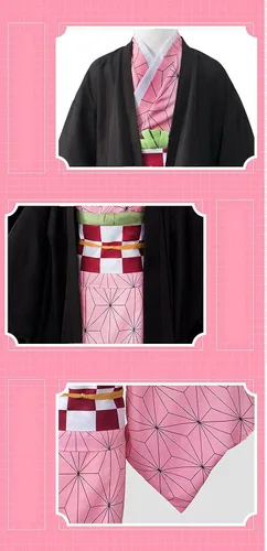 Vista 7 de Kamado Cosplay traje Kimono traje traje traje traje de traje con pendiente de bambú para mujer