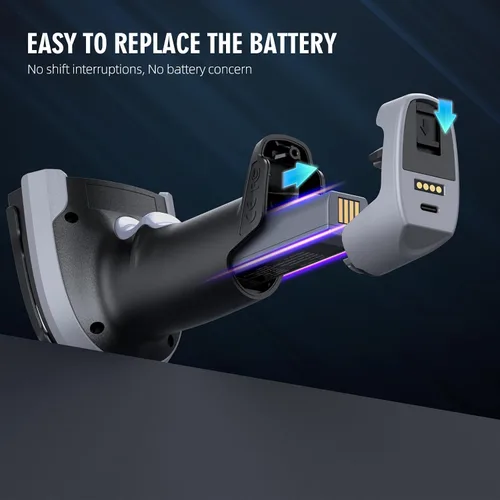 Vista 5 de TEEMI TMSL-59CR escáner industrial 2D Bluetooth con cuna y batería IP54, sensor CMOS de megapíxeles, rango de 820.2 ft, lector de código QR 2D