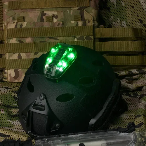 Vista 2 de Tactical Helmet Signal Light Optional 4 Modes with Visible LED + IR Constant-on/Strobe, Waterproof Ladybird Survival Identification Lamp for Outdoor