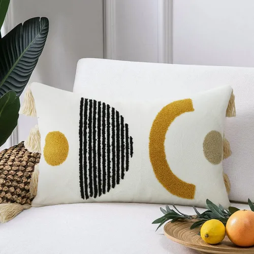 Vista 14 de Merrycolor Fundas de almohada abstractas de estilo bohemio coloridas con líneas de cara de mujer, lindas fundas de almohada estéticas de mediados