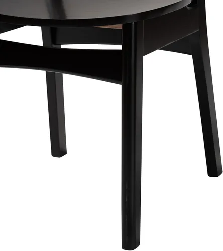 Vista 7 de Baxton Studio Tafari Mid-Century - Juego de sillas de comedor de 2 piezas con acabado marrón oscuro y ratán