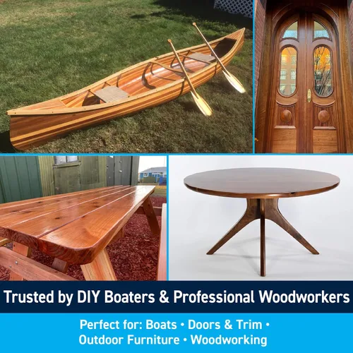 Vista 3 de TotalBoat Gleam Marine Spar - Barniz brillante y satinado para madera, barcos y muebles de exterior (brillo, dos pintas)